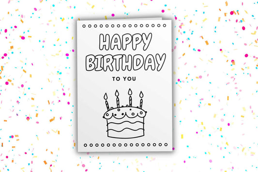 Birthday Cake Coloring Birthday Card