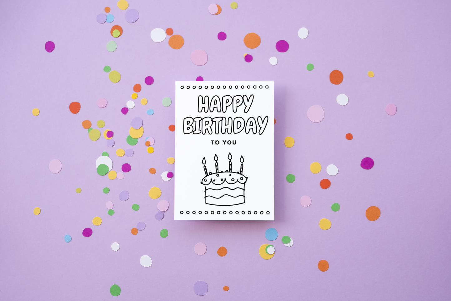 Birthday Cake Coloring Birthday Card | Digital Download