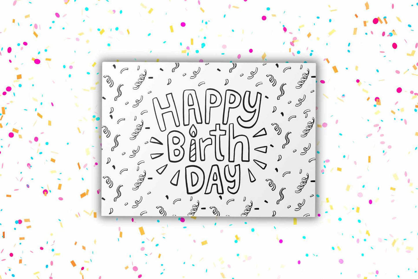 Confetti Coloring Birthday Card