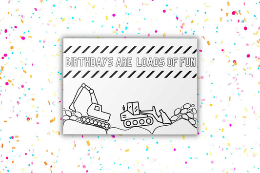 Construction Coloring Birthday Card