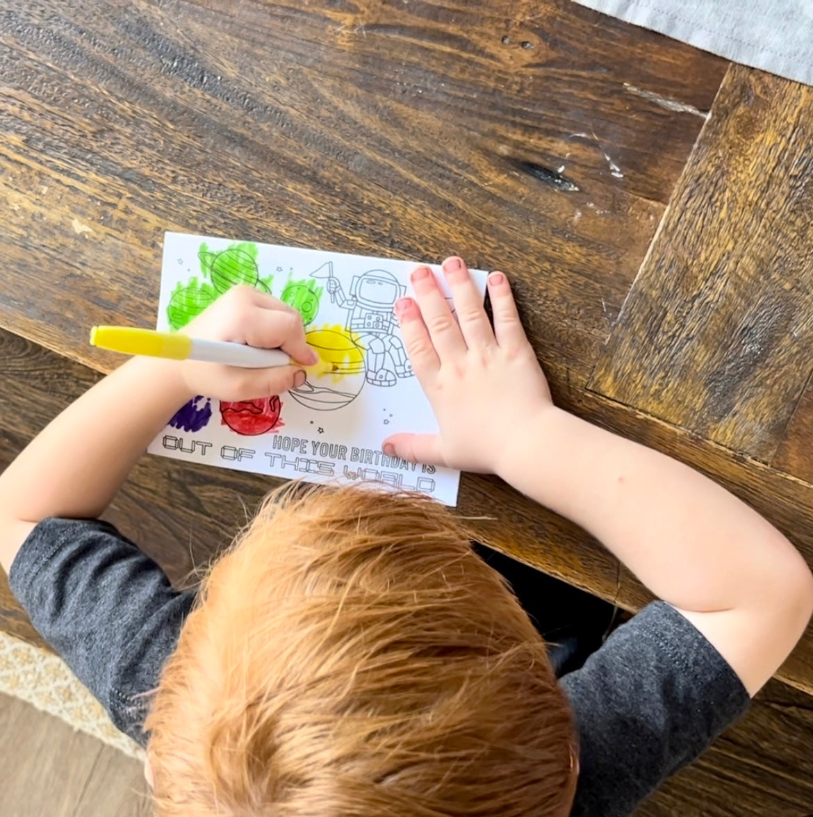 Space Coloring Birthday Card