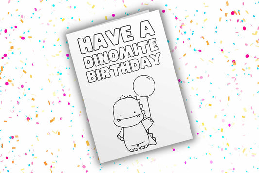 Dinosaur Coloring Birthday Card