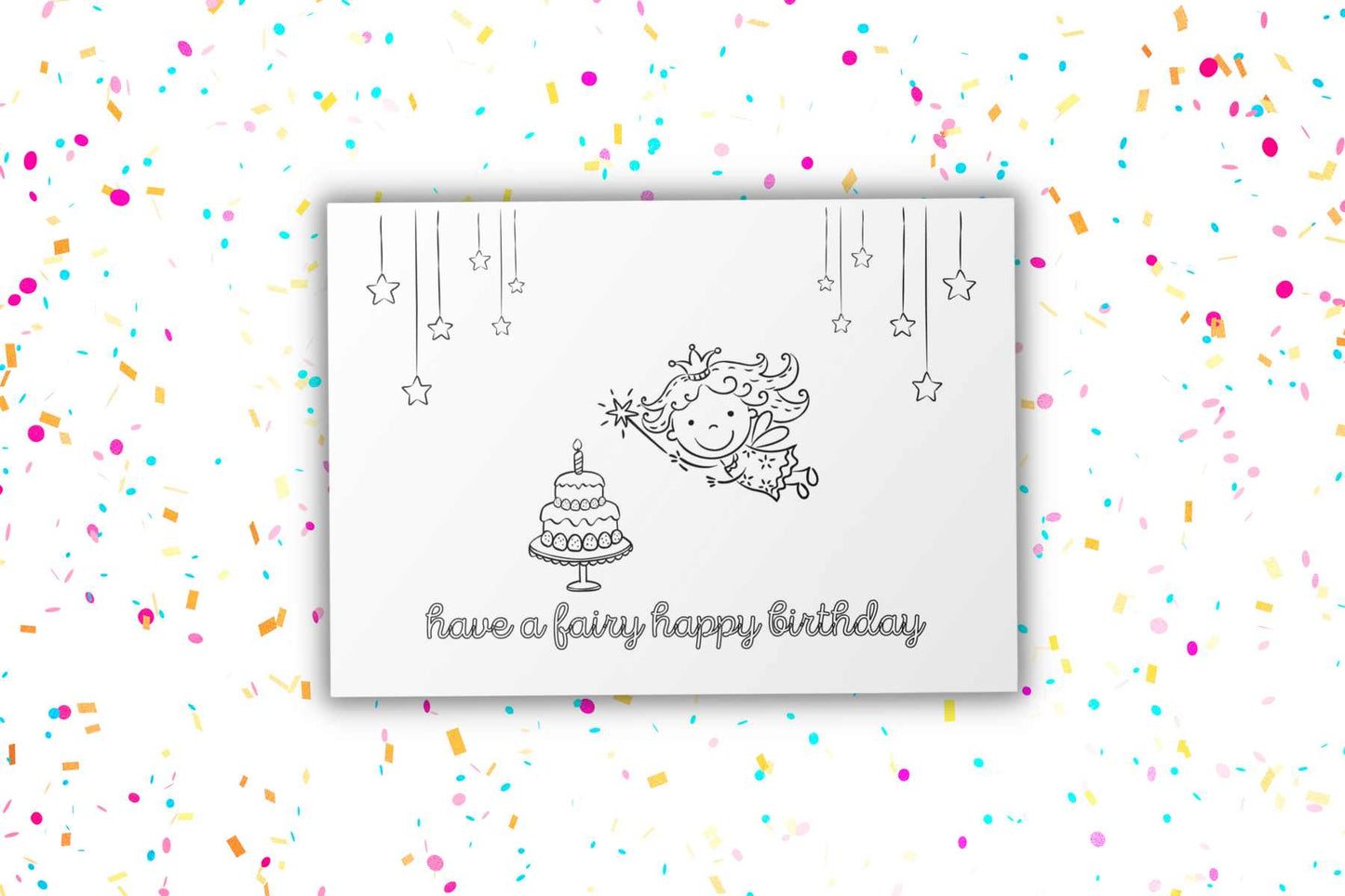 Fairy Coloring Birthday Card