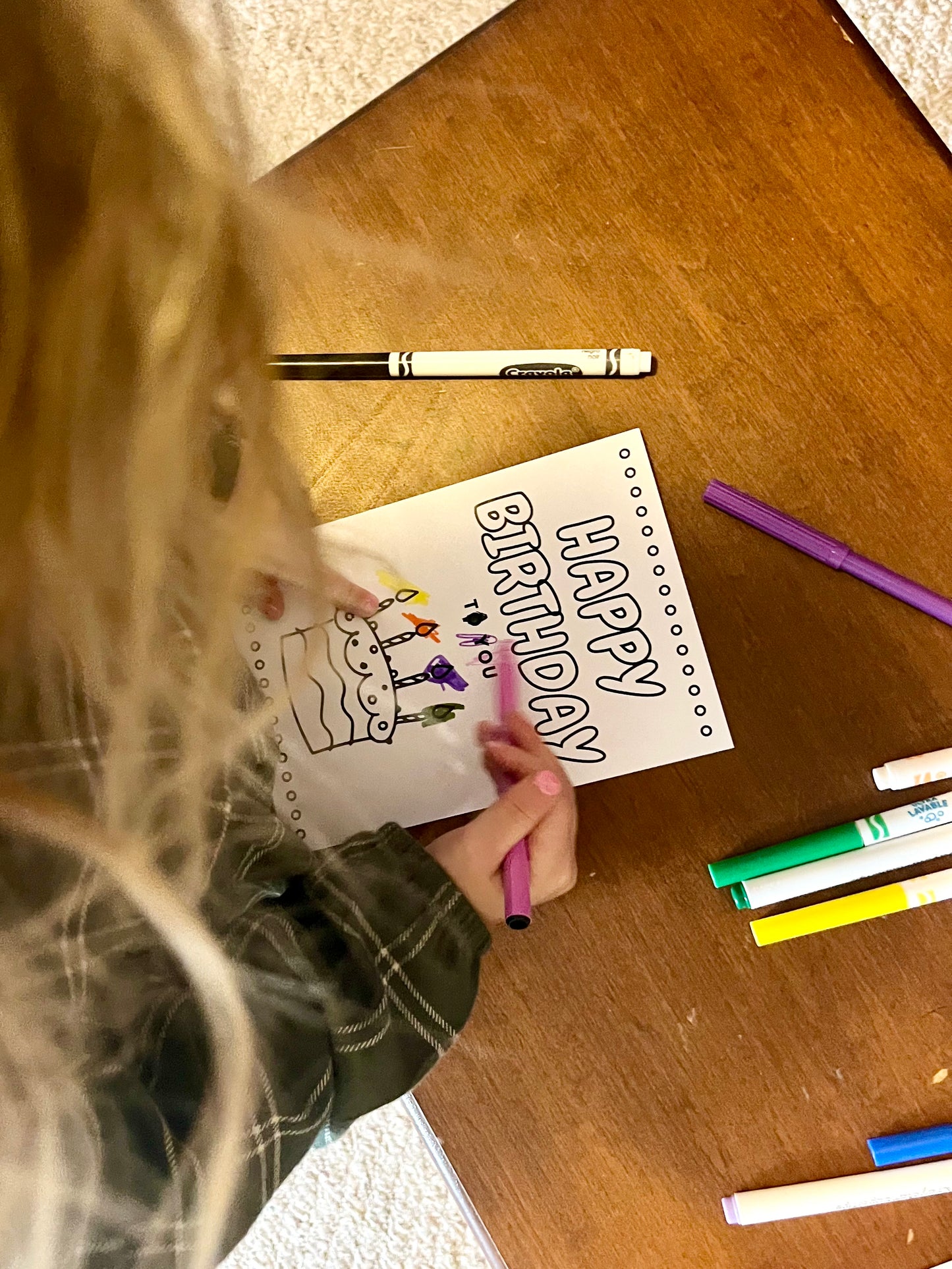 Birthday Cake Coloring Birthday Card
