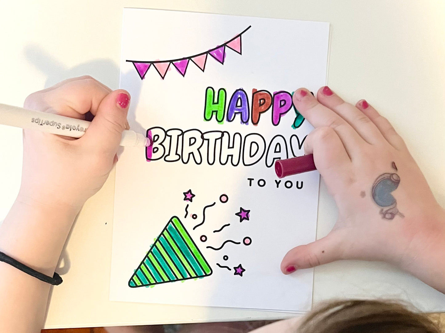 Megaphone Coloring Birthday Card