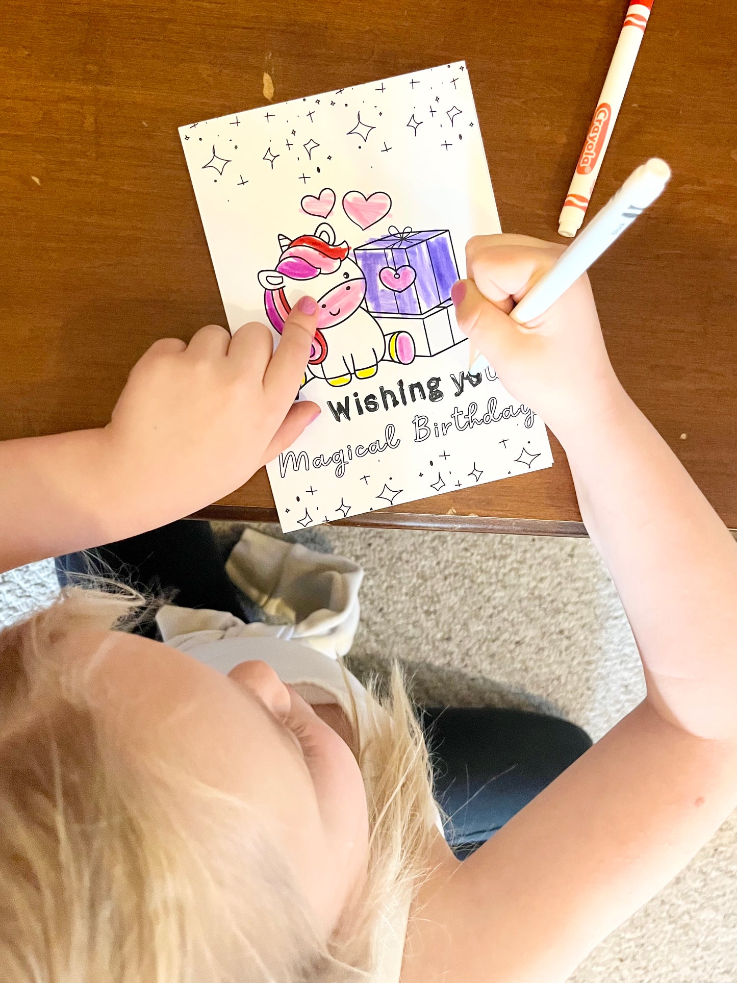 Unicorn Coloring Birthday Card