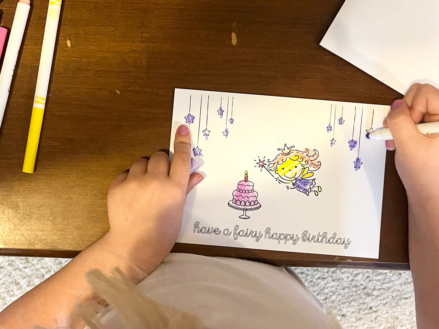 Fairy Coloring Birthday Card