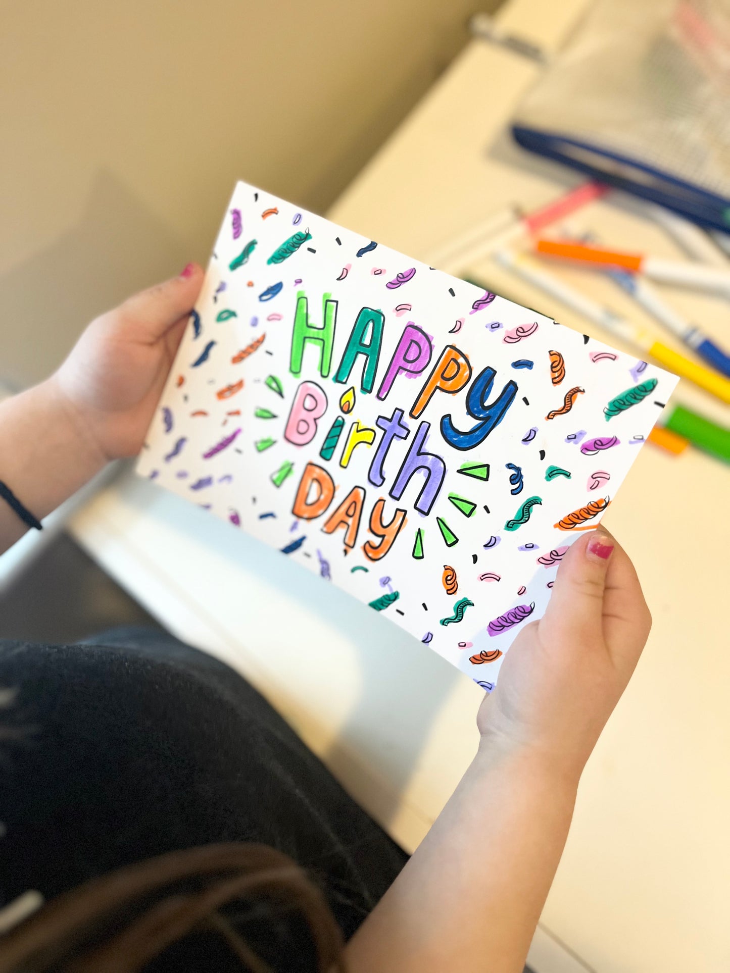 Confetti Coloring Birthday Card