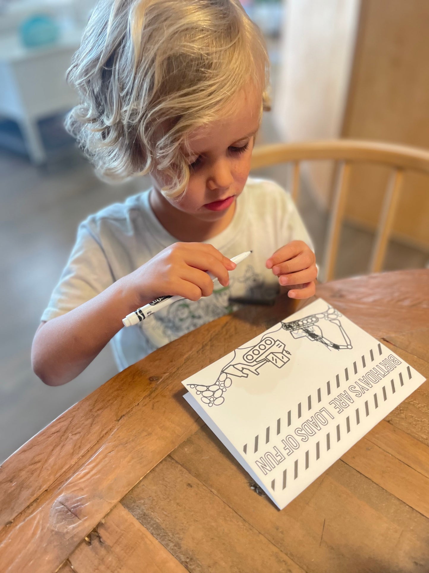 Construction Coloring Birthday Card