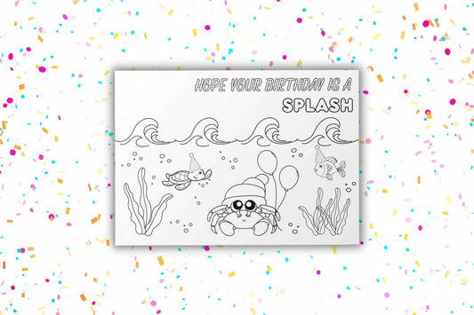 Ocean Coloring Birthday Card