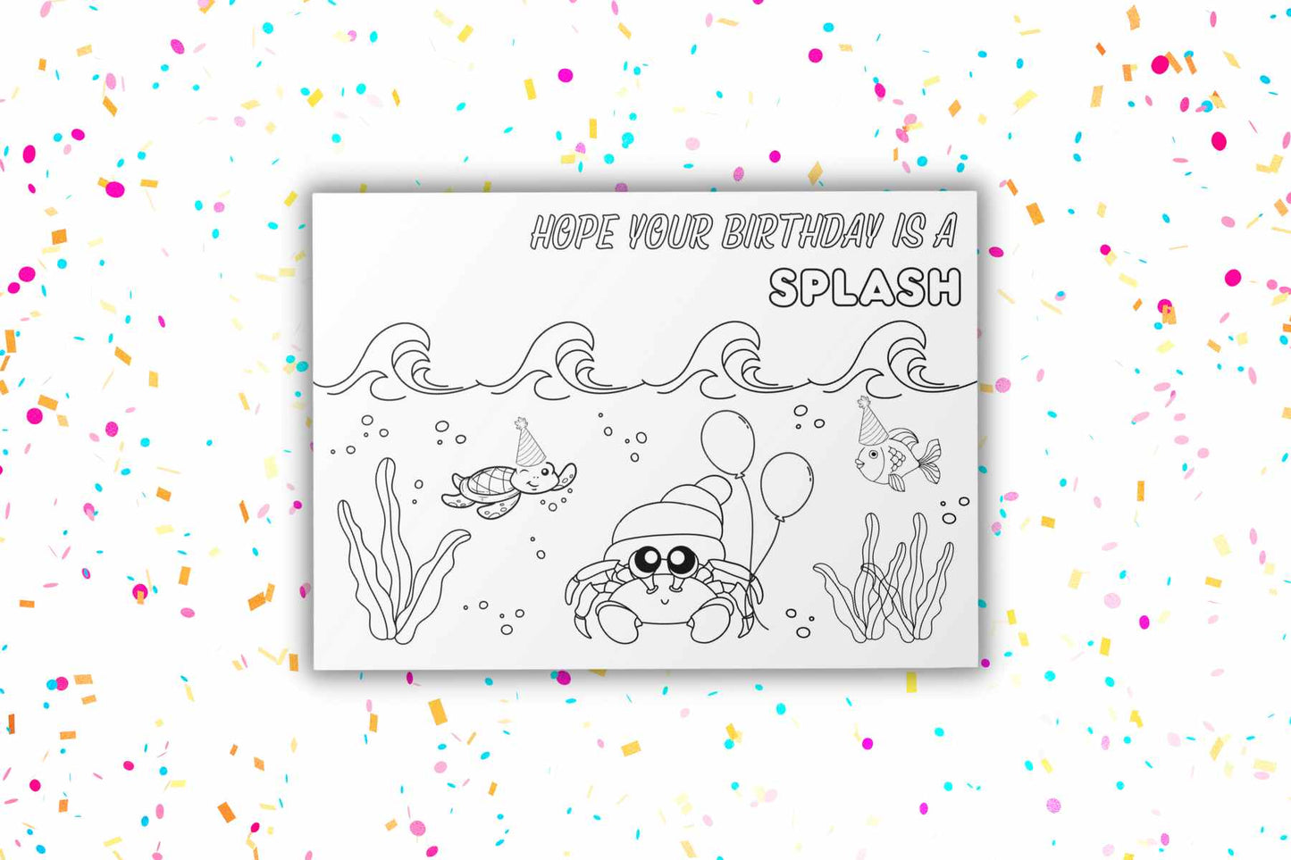 Ocean Coloring Birthday Card