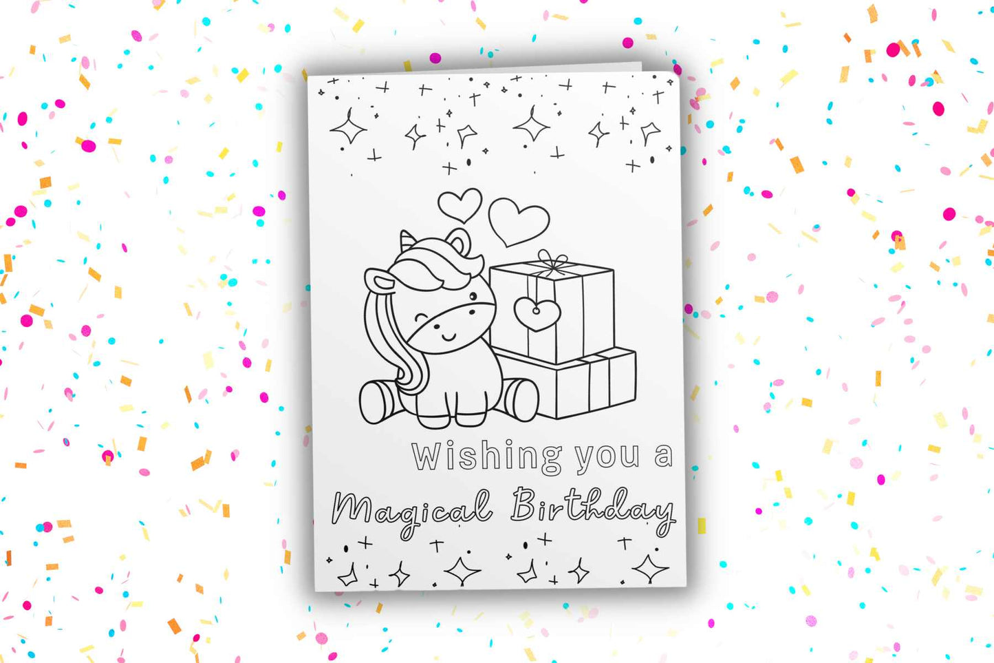 Unicorn Coloring Birthday Card