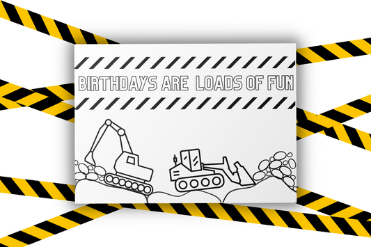 Construction Coloring Birthday Card | Digital Download