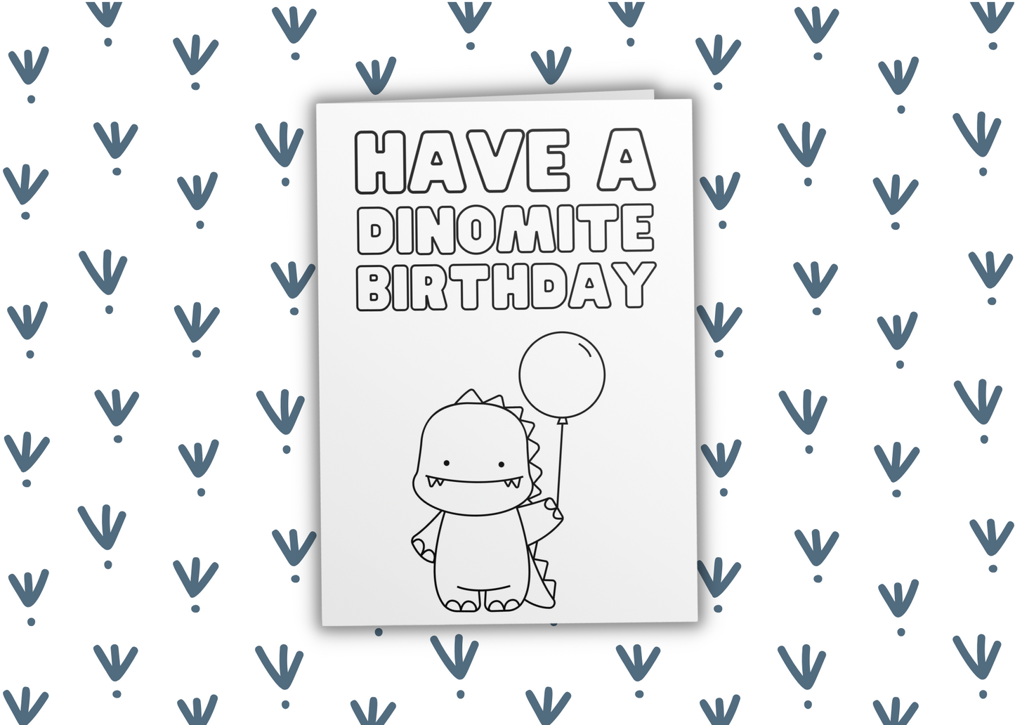 Dinosaur Coloring Birthday Card | Digital Download