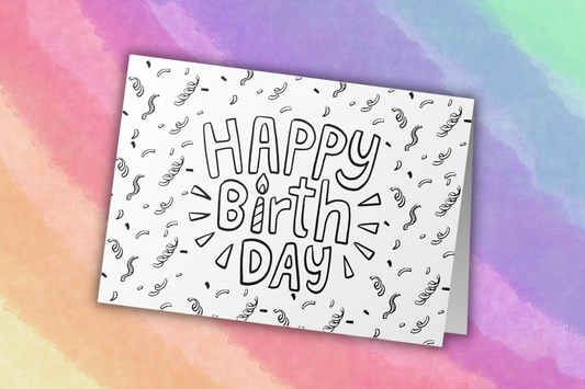 Confetti Coloring Birthday Card | Digital Download