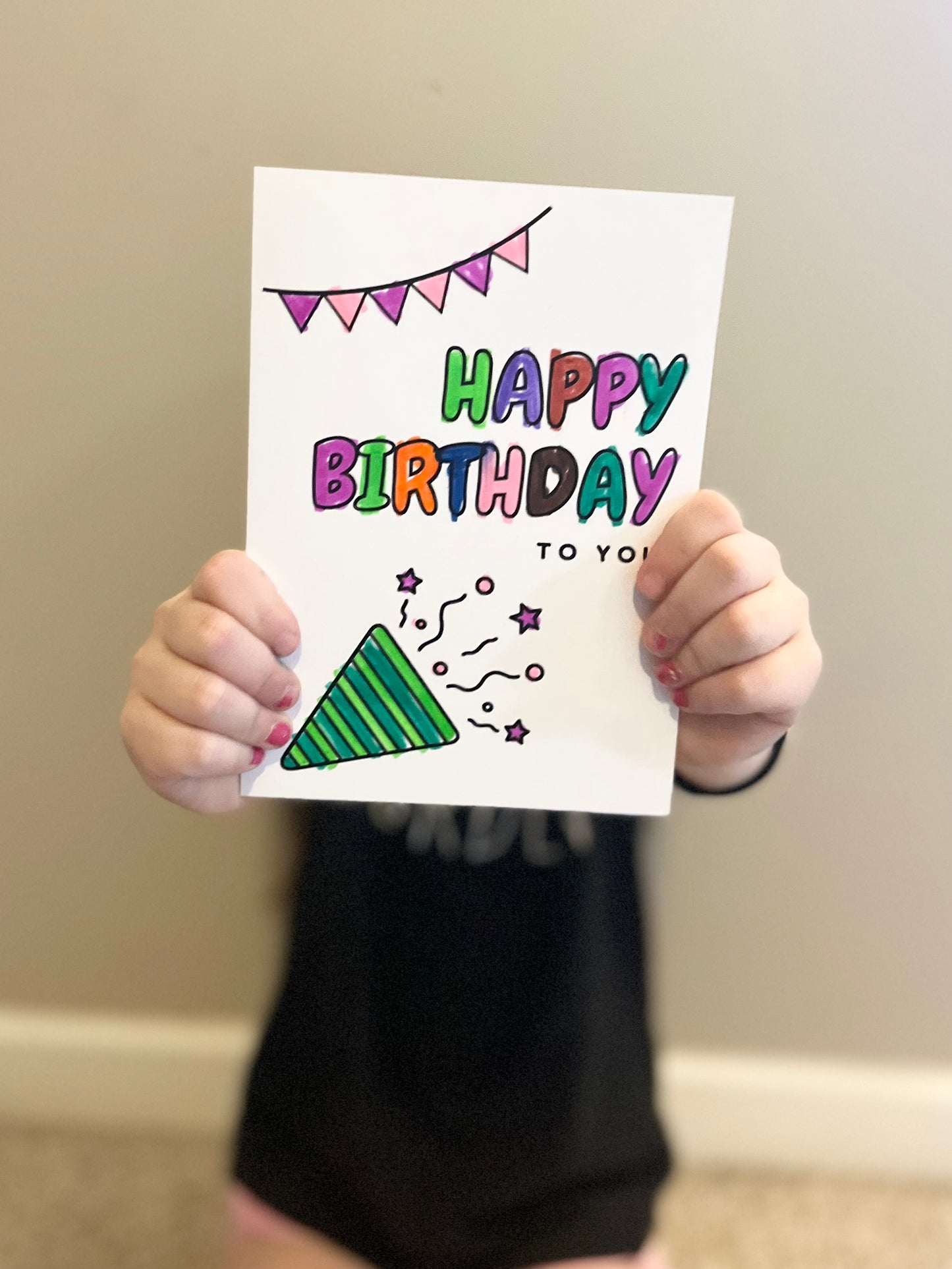 Megaphone Coloring Birthday Card | Digital Download