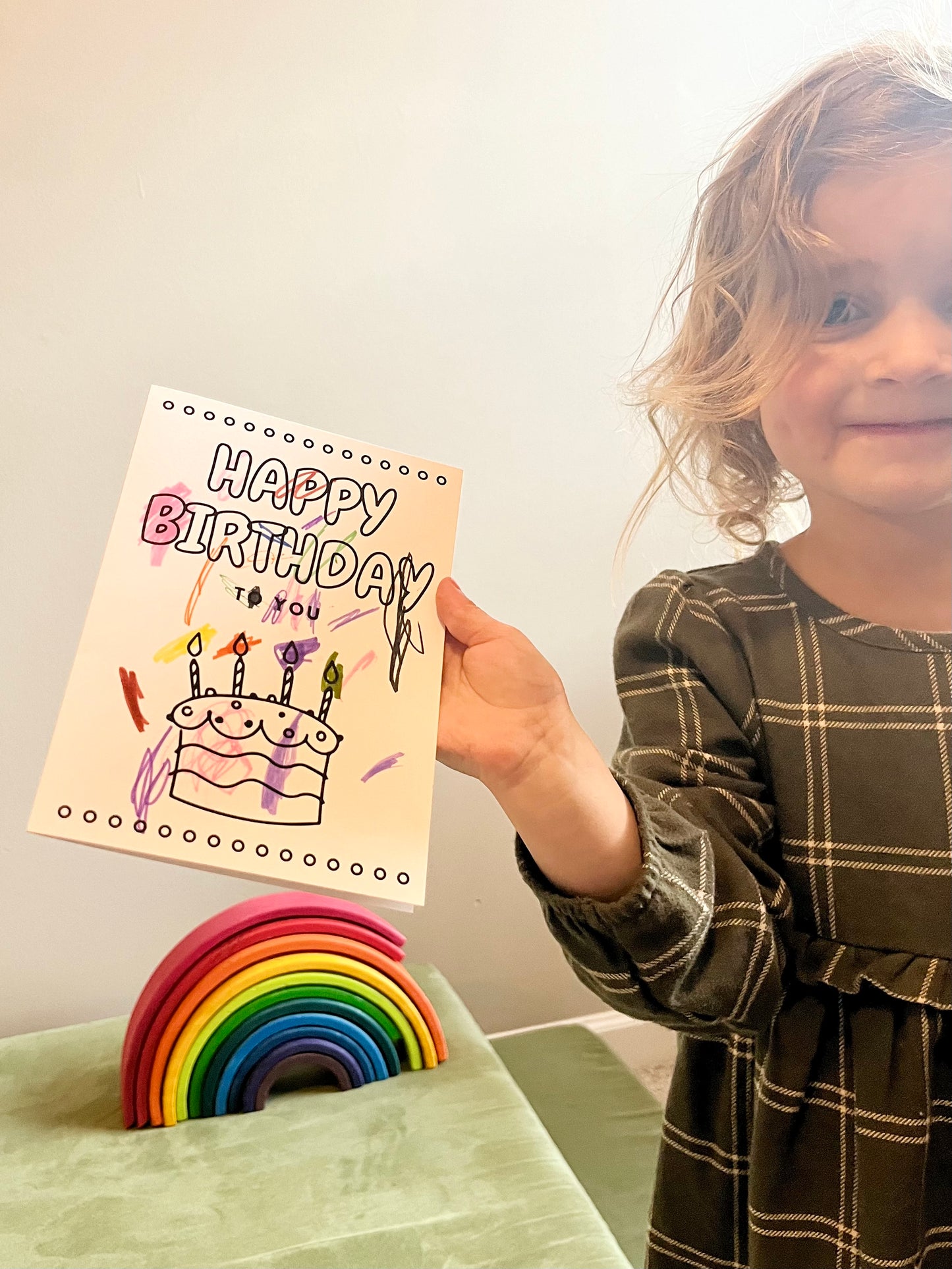 Birthday Cake Coloring Birthday Card | Digital Download