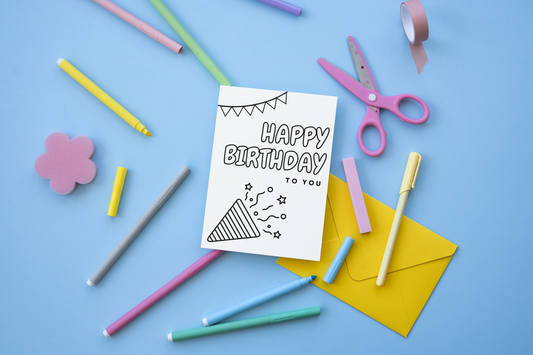 Megaphone Coloring Birthday Card | Digital Download